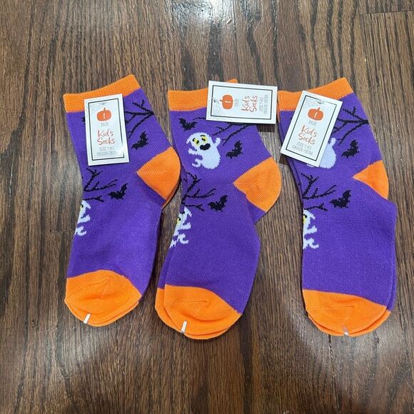 NEW Kids Halloween Socks 10pk Size 7-8.5 Orange/Purple - Picture 1 of 3